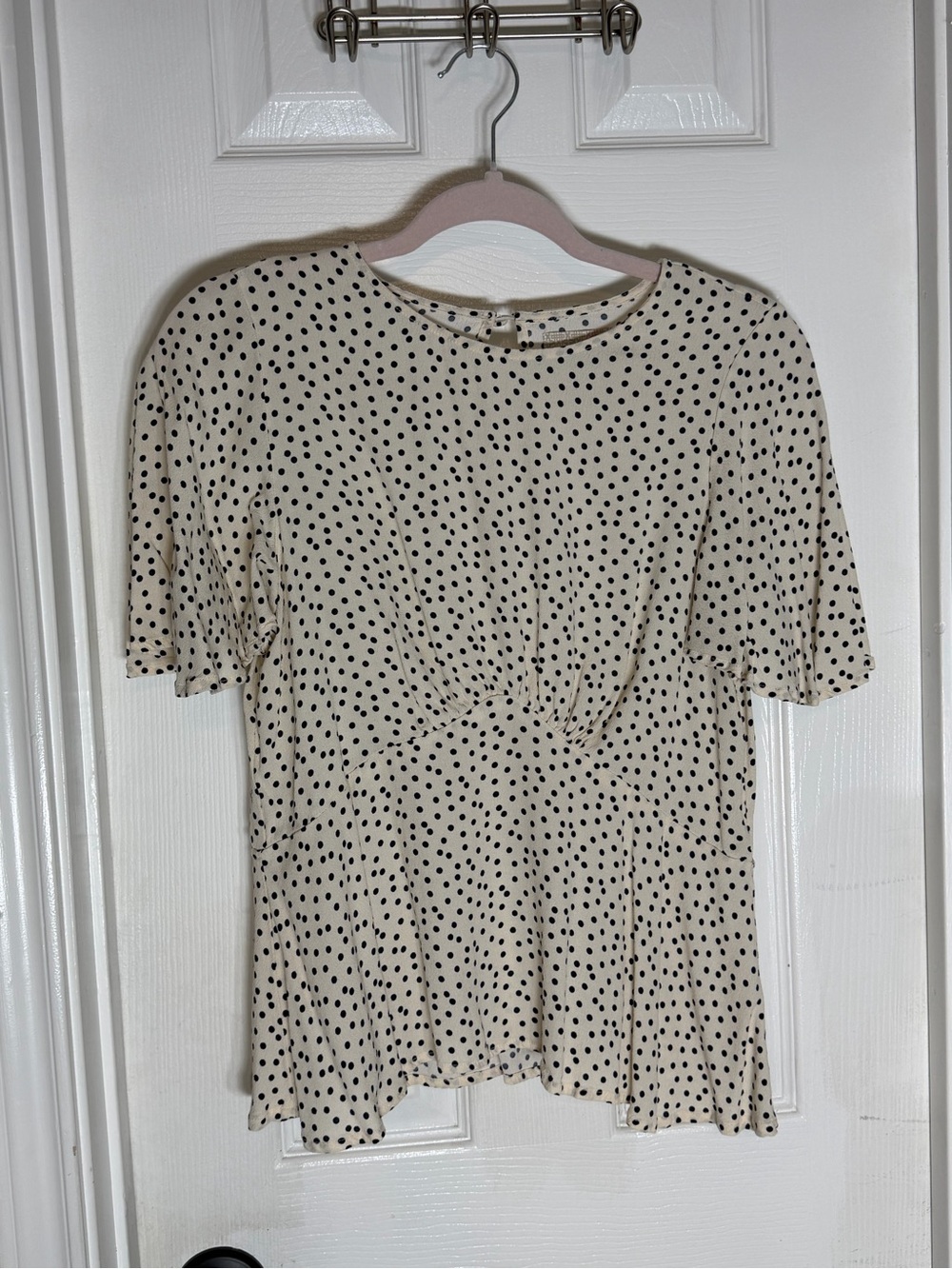 GB Cream Top with Black Polka Dots